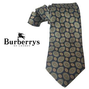 Authentic Burberrys Vintage Neck Tie Medallion Print Embossed Tipping England